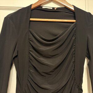 Elegant, flattering Tahari holiday dress in classic black, size XS